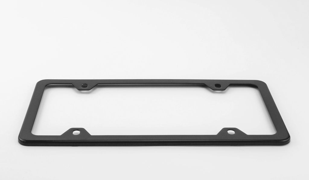 Side view of the Ultimate Stainless Steel License Plate Frame against a white background